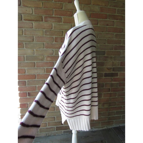 LOFT Cardigan Sweater XL Striped Pockets V-Neck Buttons Chunky 2021 Academia - Picture 12 of 14